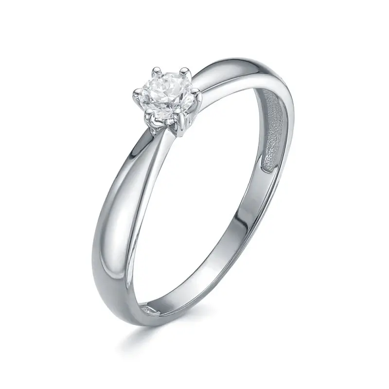 Кольцо помолвочное из белого золота