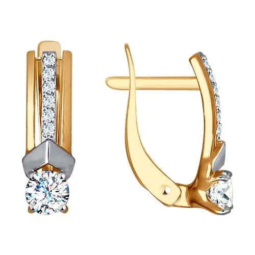 Серьги с английским замком из комбинированного золота