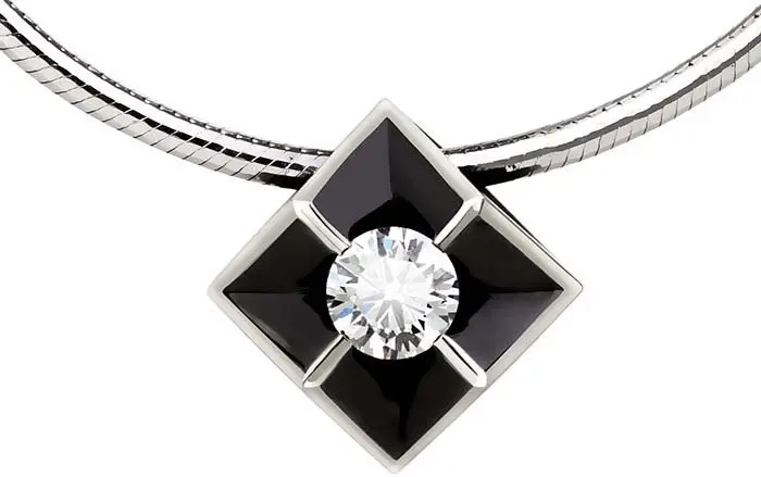 Цепь колье из белого золота с бриллиантами