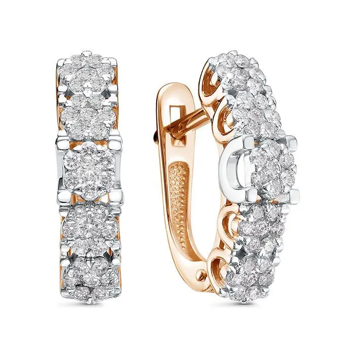 Серьги с английским замком из комбинированного золота