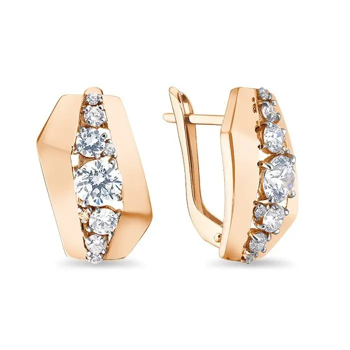 Серьги с английским замком из красного золота