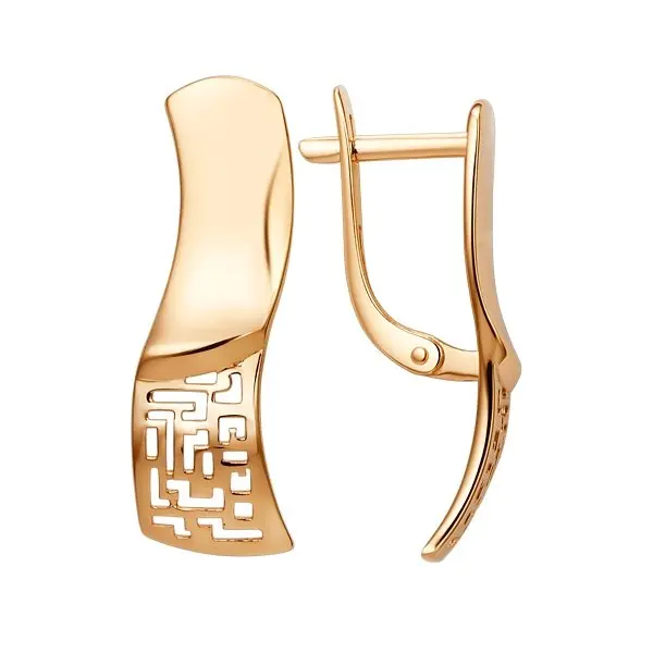 Серьги с английским замком из красного золота