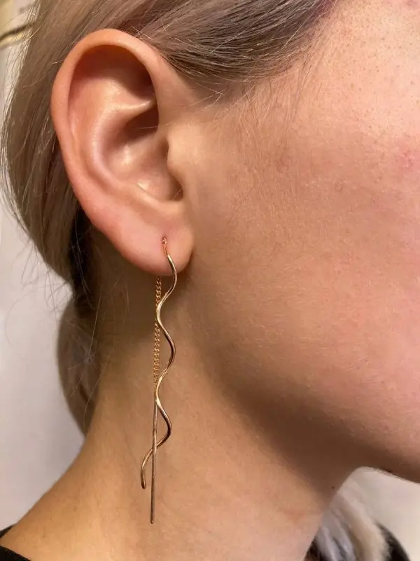 Серьги цепочки из позолоты