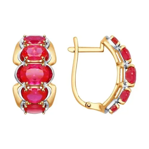 Серьги с английским замком из комбинированного золота