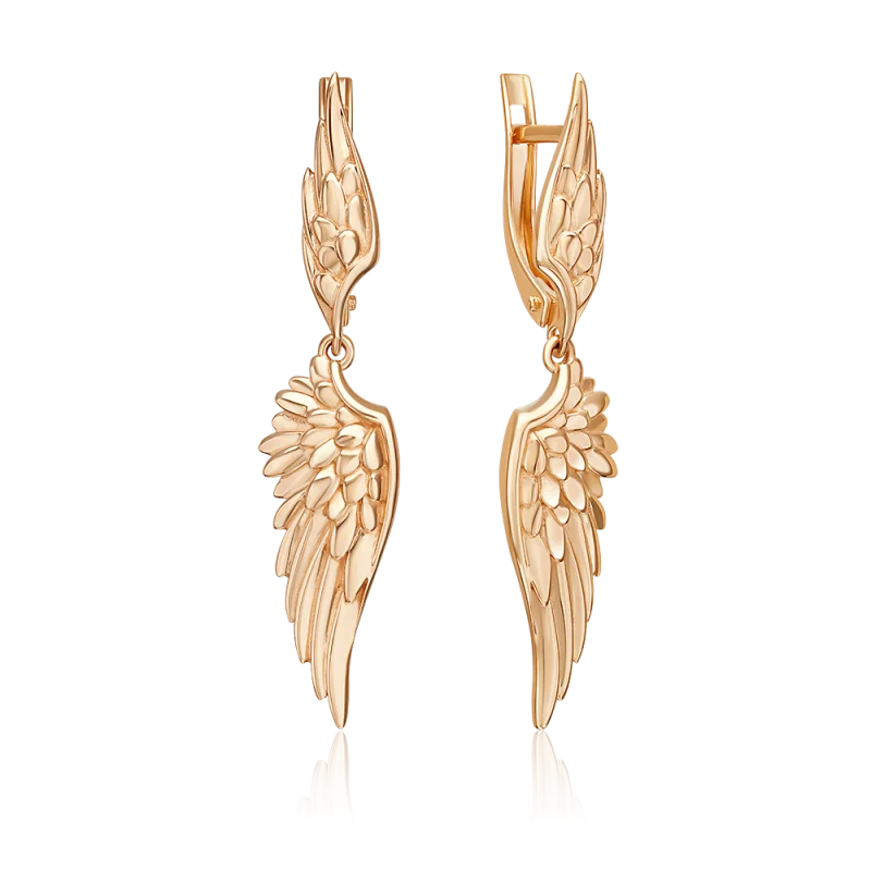 Серьги подвесные из красного золота