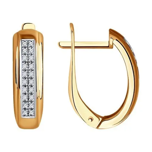 Серьги с английским замком из комбинированного золота