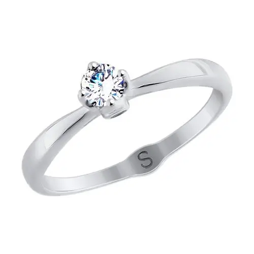 Кольцо помолвочное из белого золота