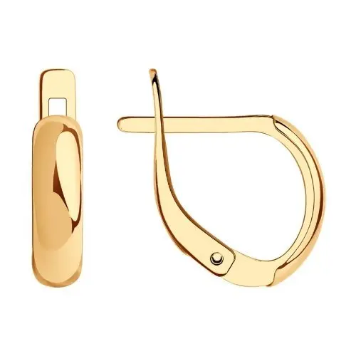 Серьги с английским замком из красного золота