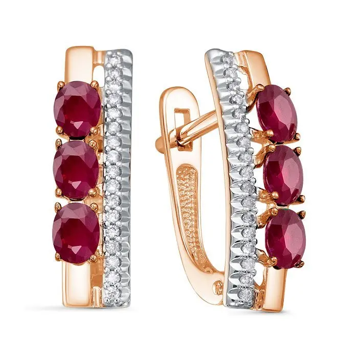 Серьги с английским замком из комбинированного золота