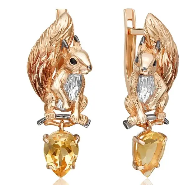 Серьги с английским замком из комбинированного золота