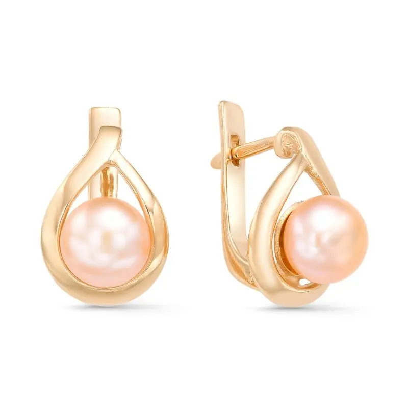 Серьги с английским замком из красного золота