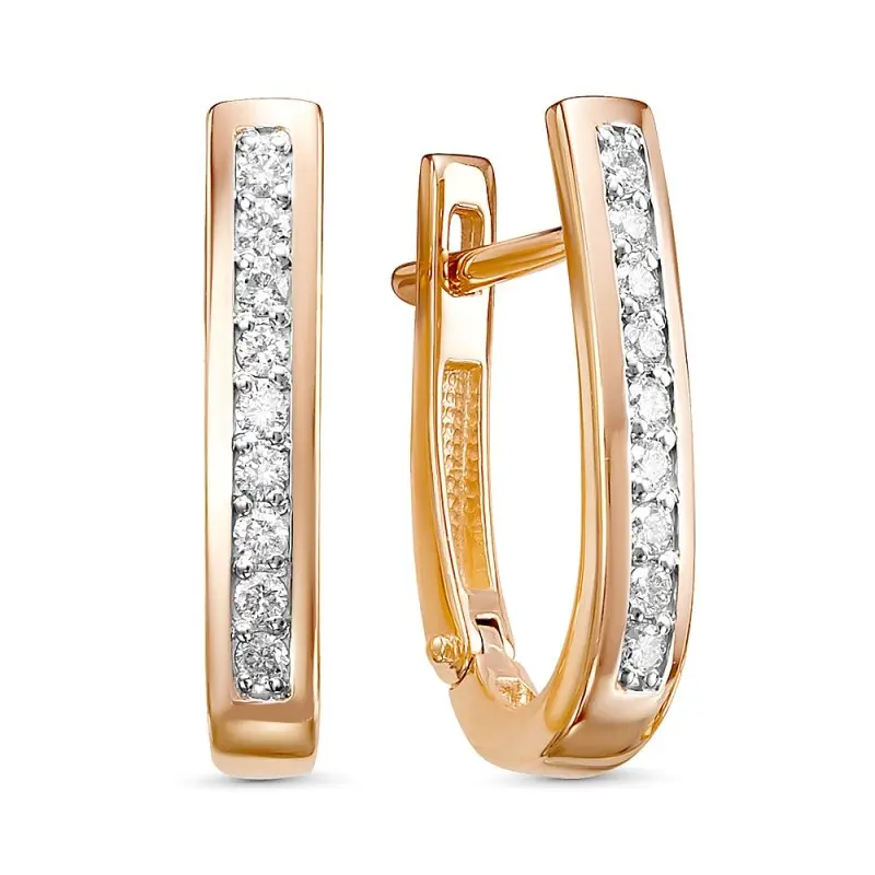 Серьги с английским замком из красного золота