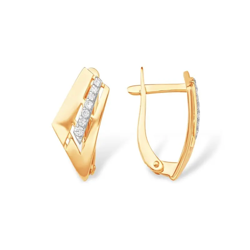 Серьги с английским замком из красного золота