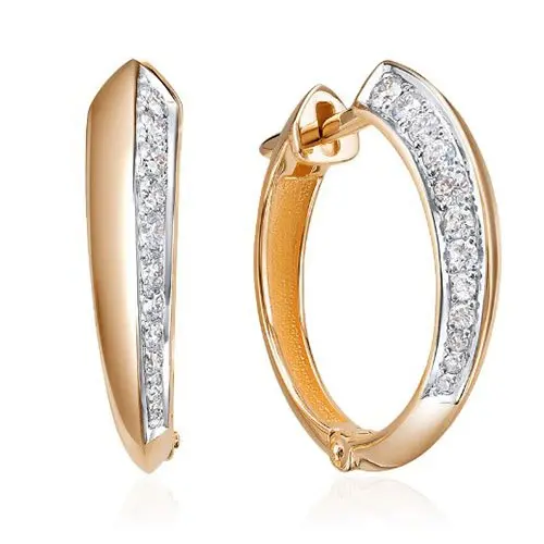 Серьги конго из комбинированного золота