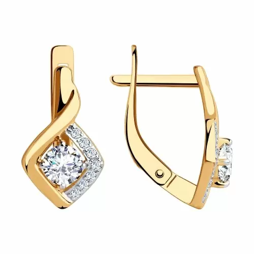 Серьги с английским замком из красного золота