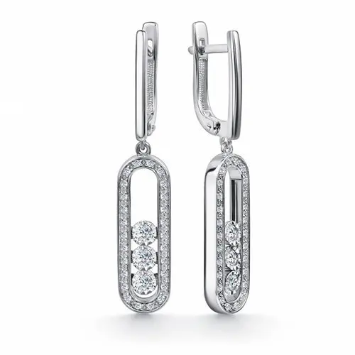 Серьги подвесные из белого золота