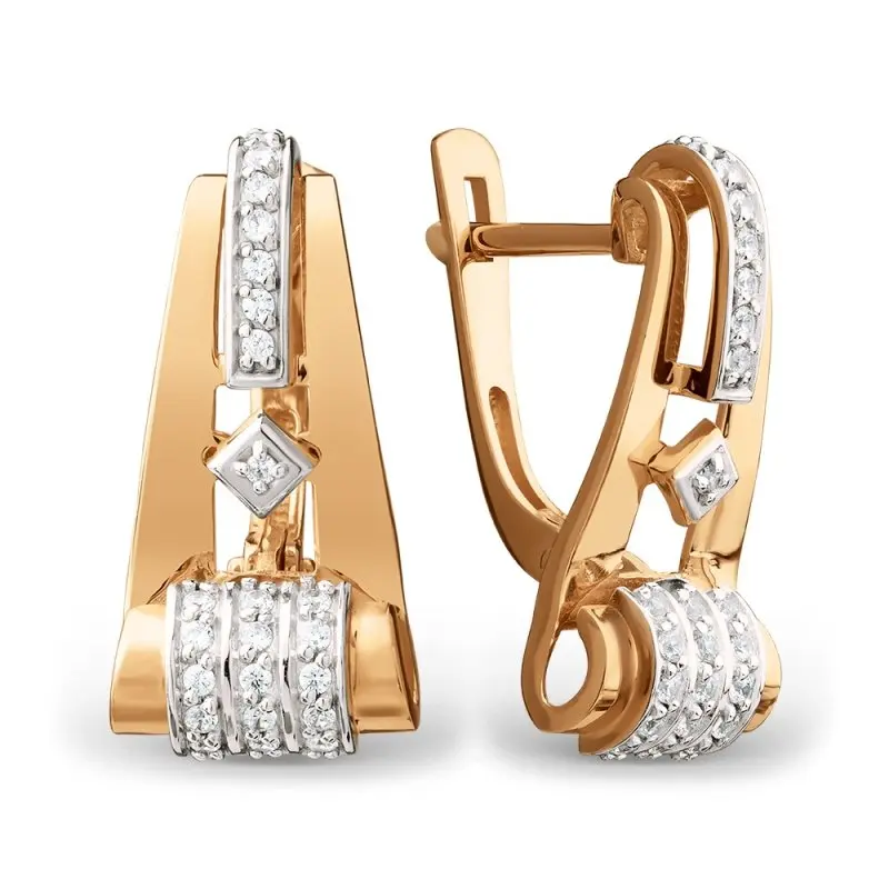 Серьги с английским замком из красного золота