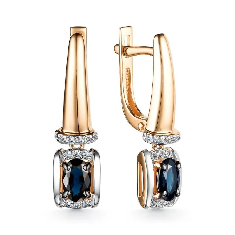 Серьги подвесные из красного золота