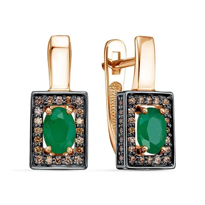 Серьги с английским замком из комбинированного золота