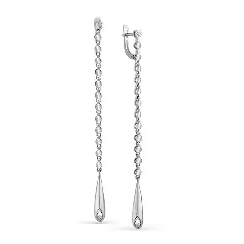 Серьги подвесные из комбинированного золота с бриллиантами