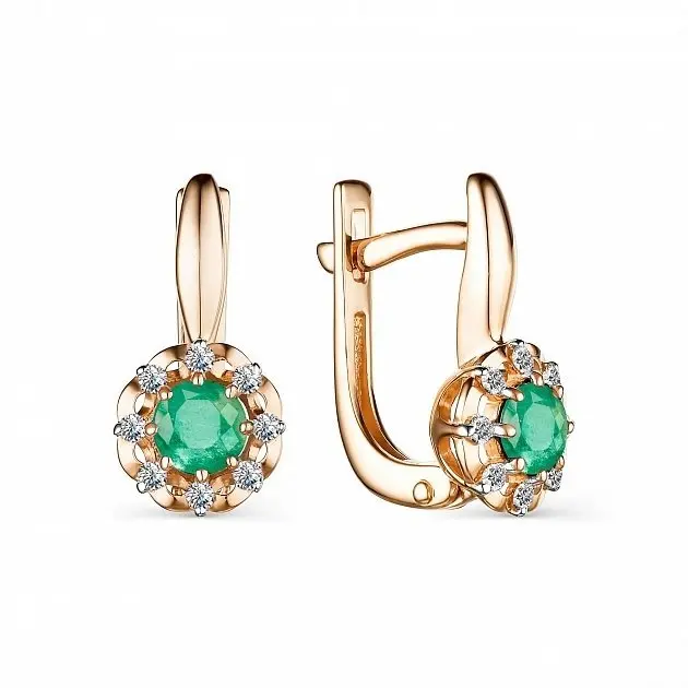 Серьги с английским замком из комбинированного золота