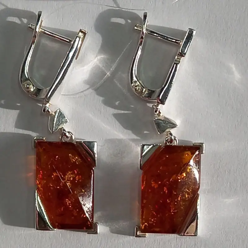 Серьги подвесные из серебра