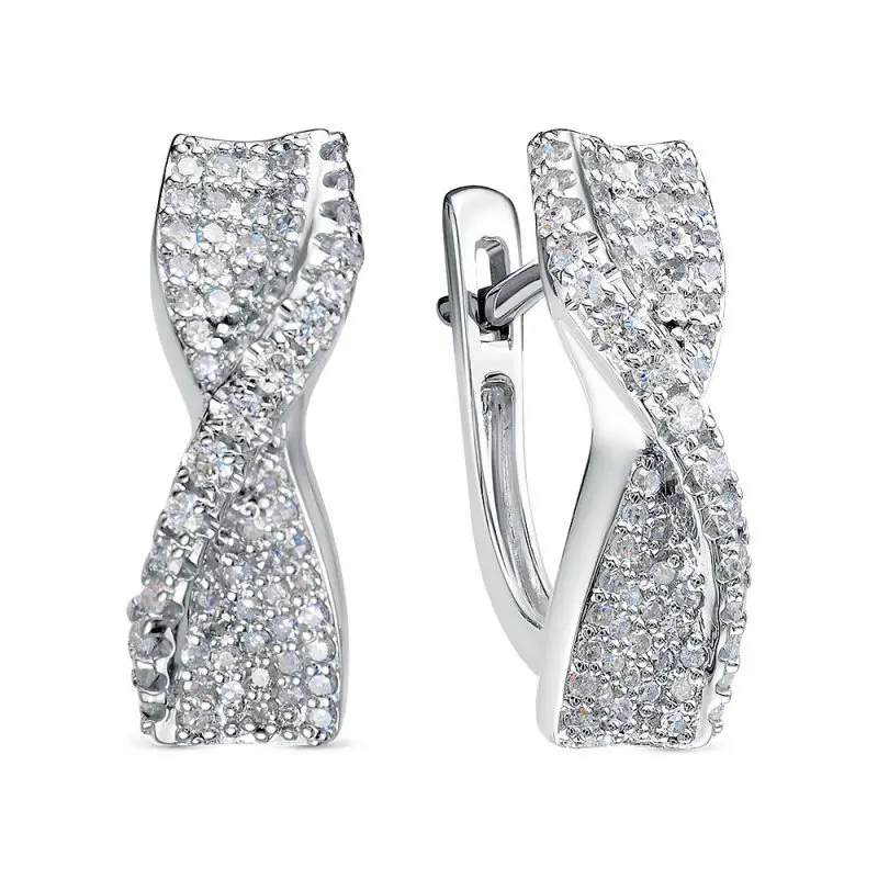 Серьги с английским замком из белого золота