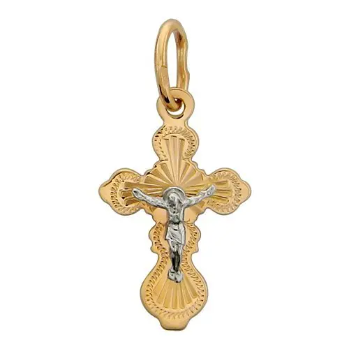 Подвеска крест из комбинированного золота вид 1