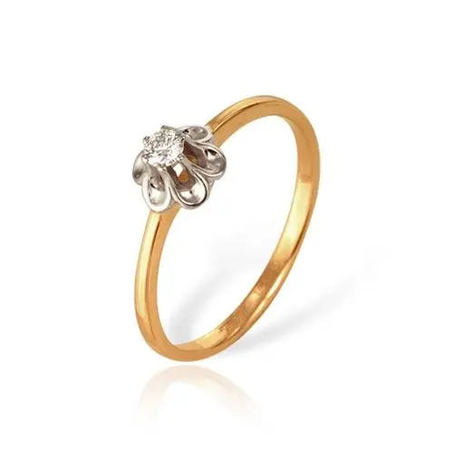 Кольцо помолвочное из комбинированного золота