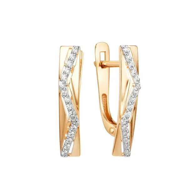 Серьги с английским замком из красного золота