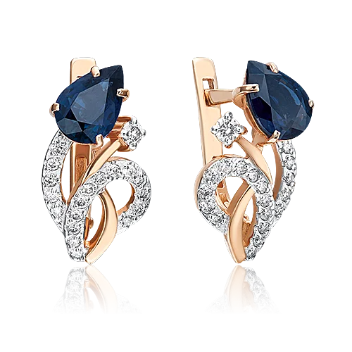 Серьги с английским замком из комбинированного золота