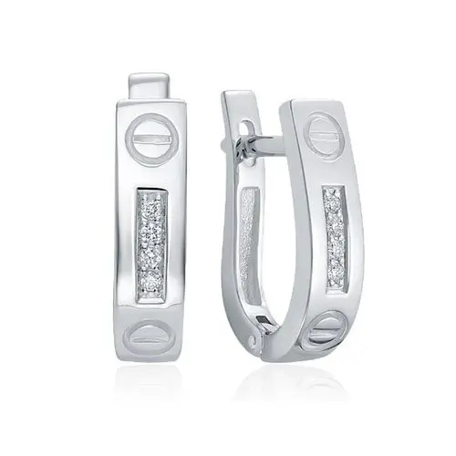 Серьги с английским замком из белого золота