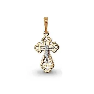 Подвеска крест из комбинированного золота