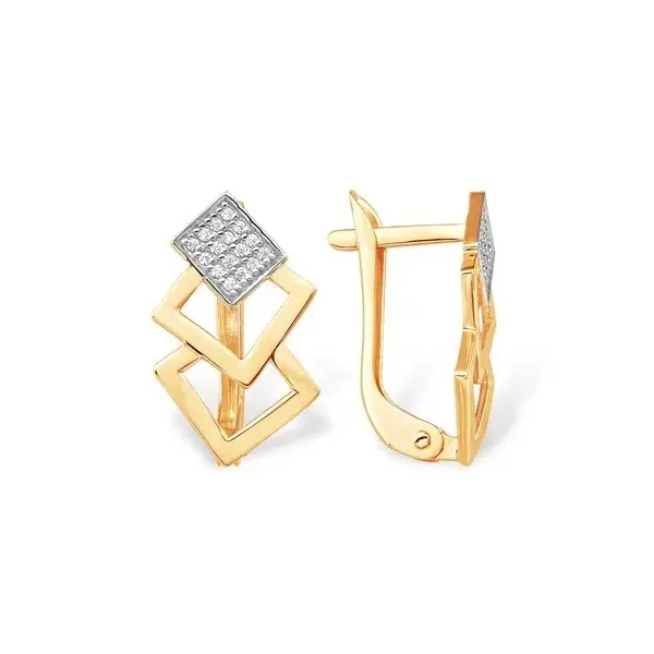 Серьги с английским замком из красного золота