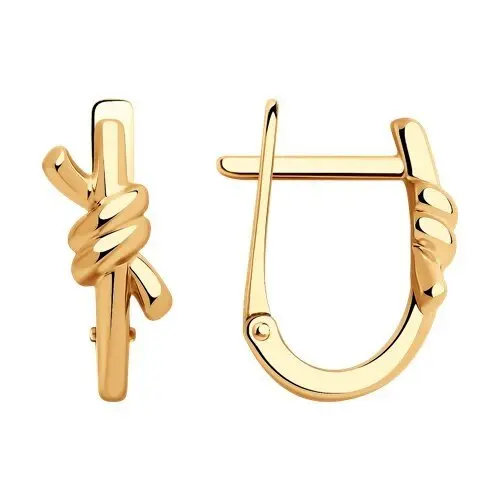 Серьги с английским замком из красного золота