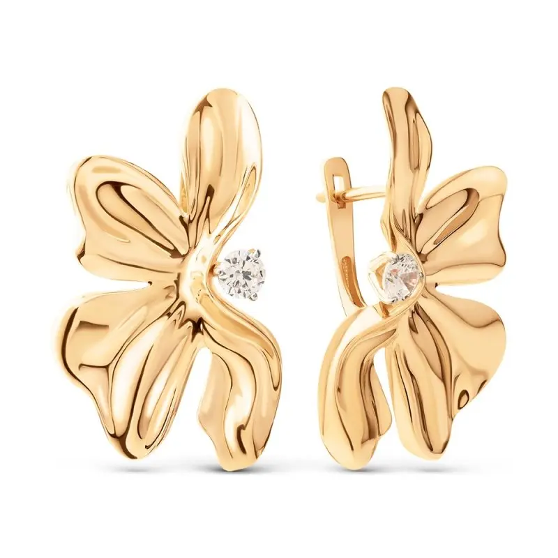 Серьги с английским замком из красного золота