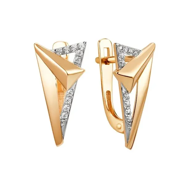 Серьги с английским замком из красного золота
