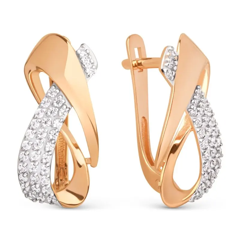 Серьги с английским замком из красного золота