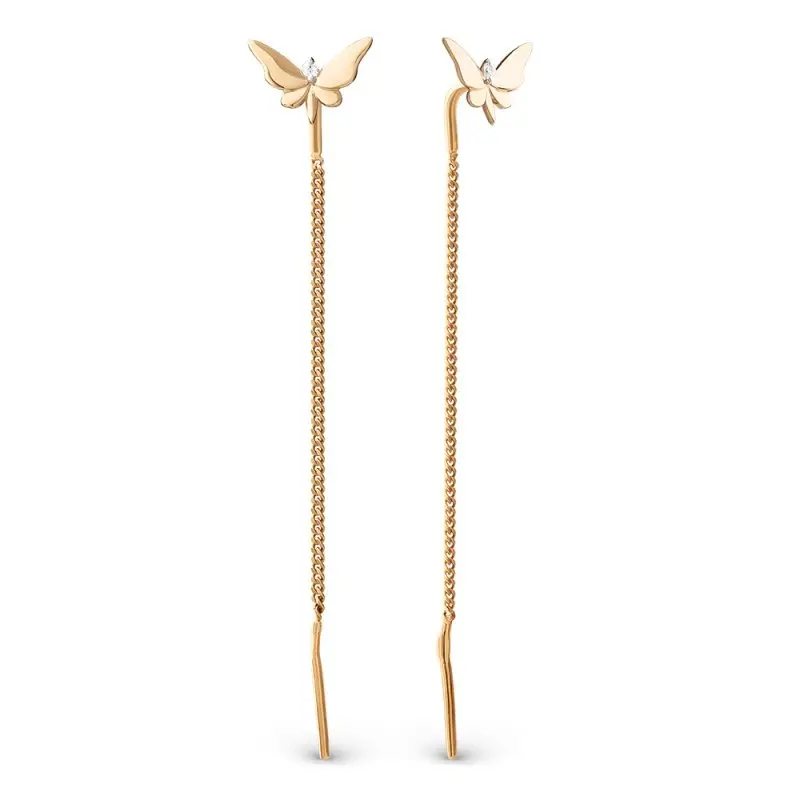 Серьги цепочки из красного золота