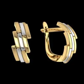 Серьги с английским замком из комбинированного золота