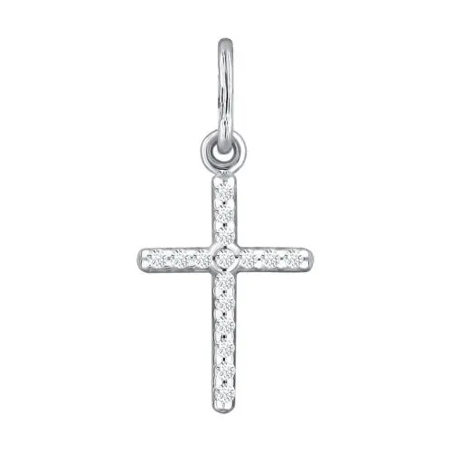 Подвеска декоративный крест из белого золота