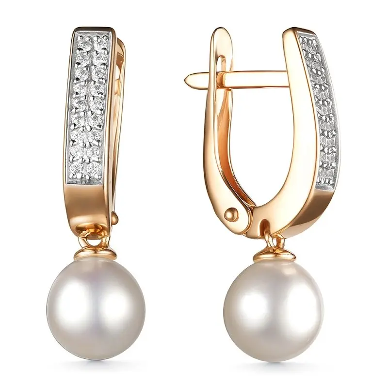 Серьги подвесные из красного золота