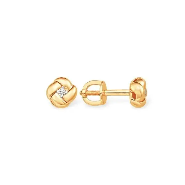 Серьги пуссеты из красного золота