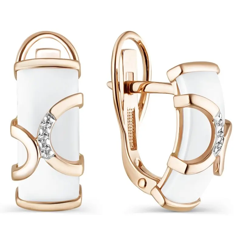 Серьги с английским замком из красного золота