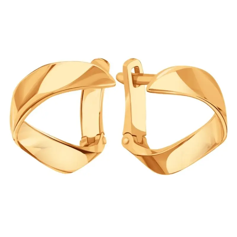 Серьги с английским замком из красного золота