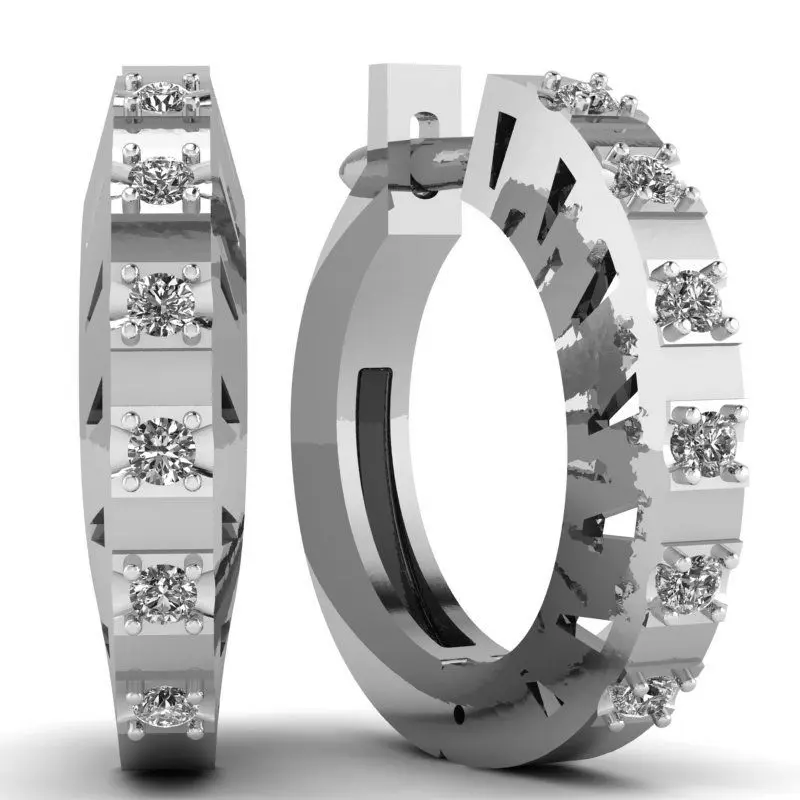 Серьги конго из белого золота