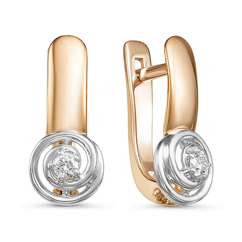 Серьги с английским замком из комбинированного золота