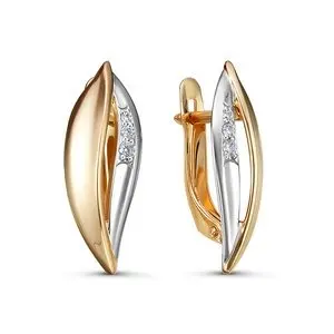 Серьги с английским замком из комбинированного золота