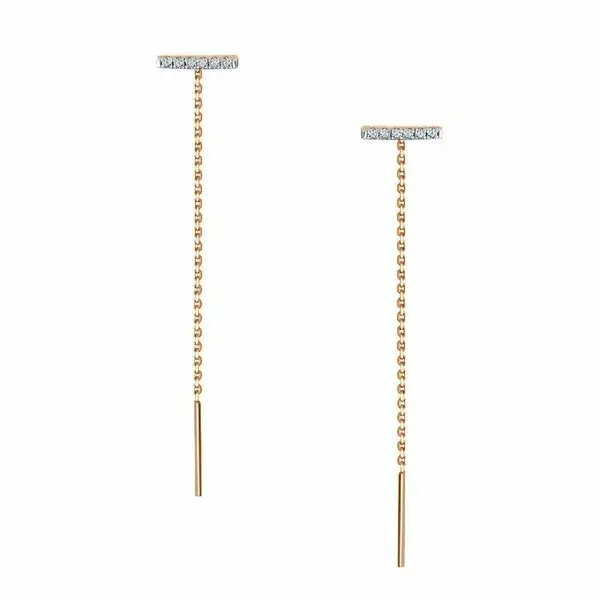 Серьги цепочки из красного золота