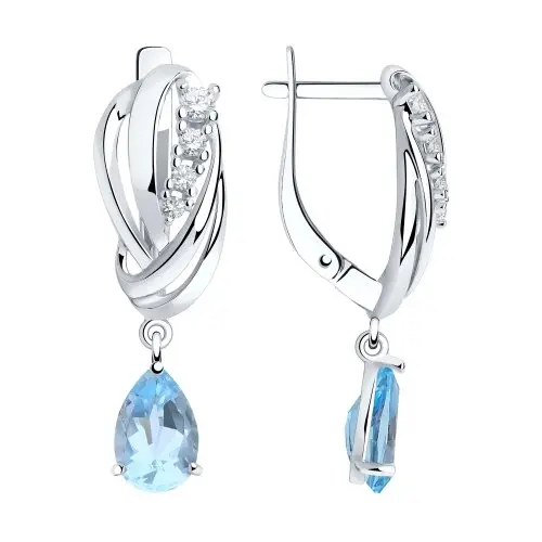 Серьги подвесные из серебра
